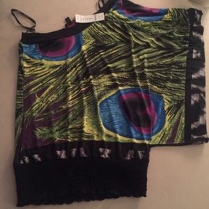 2bebe Peacock Off the Shoulder Blouse